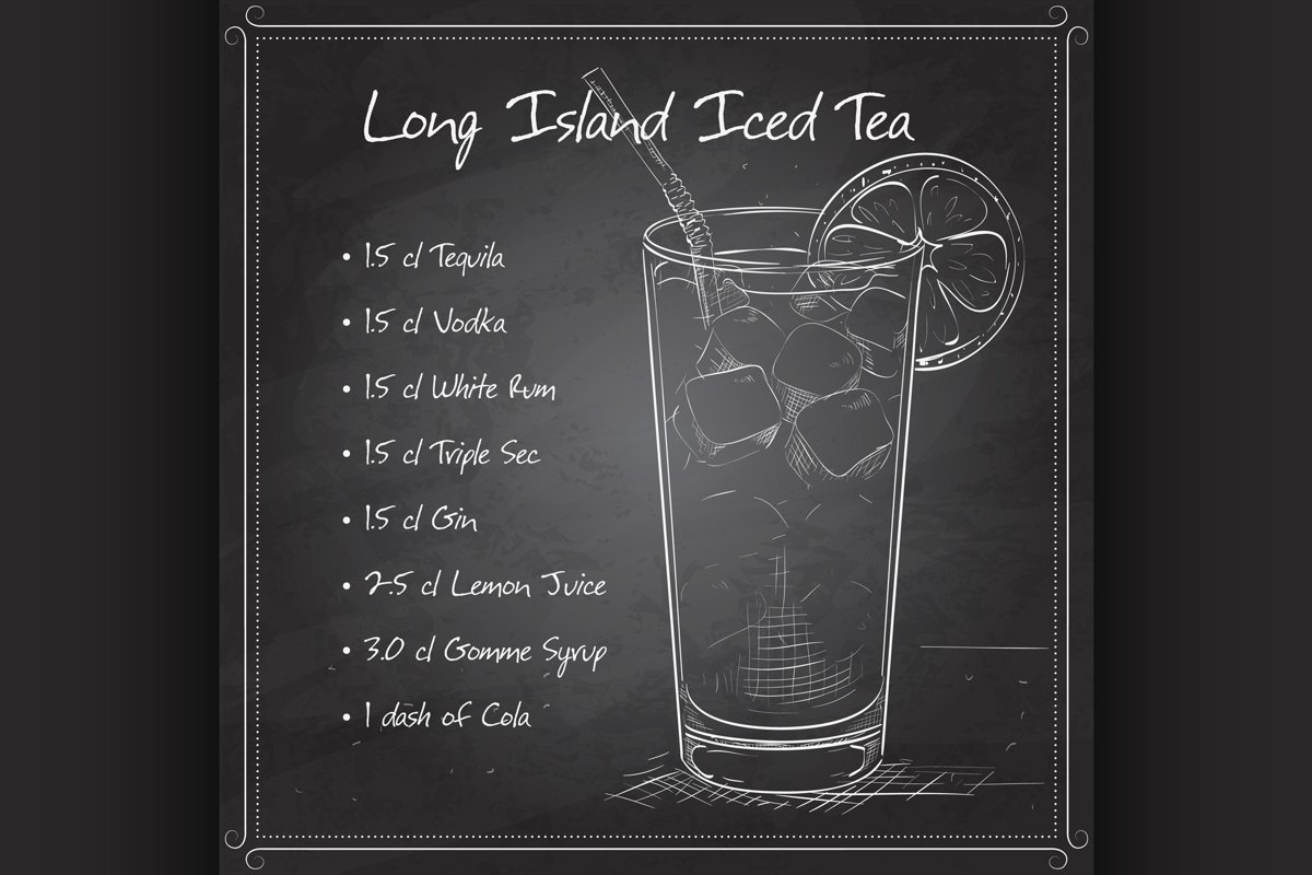 Cocktail Long Island Iced Tea on black board example image 1