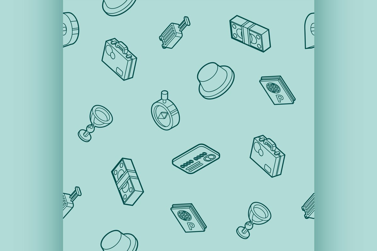 Traveling color outline isometric pattern example image 1