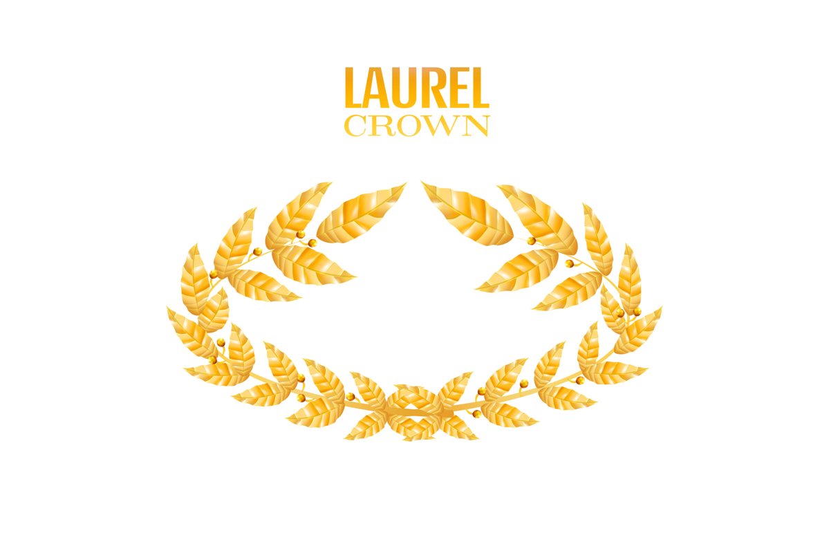 Laurel Crown. Greek Wreath With Golden Leaves. Vector example image 1