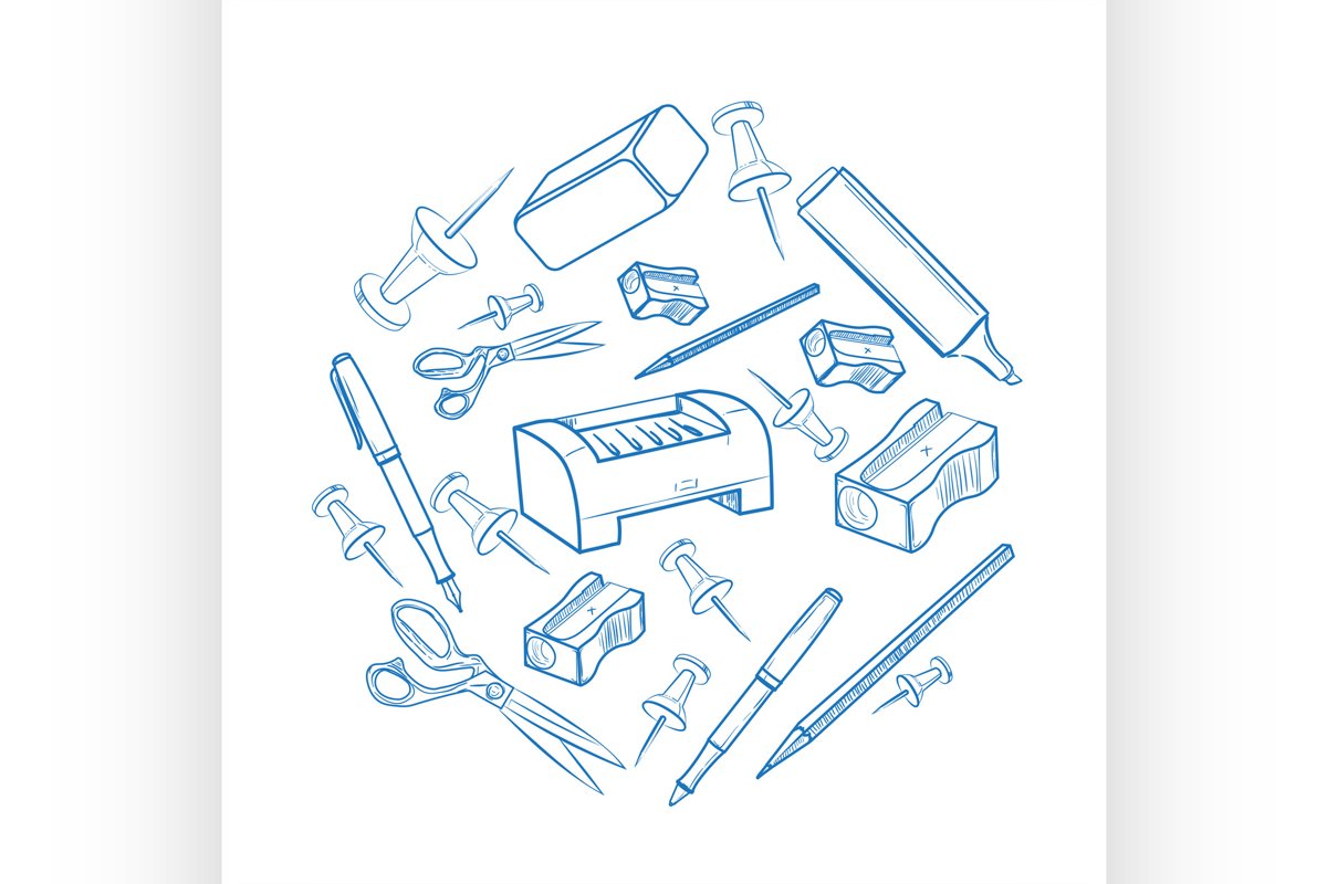 Office icons in circle example image 1