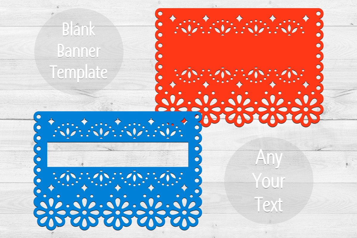 2 SVG blank banners templates, Papel picado banner example image 1