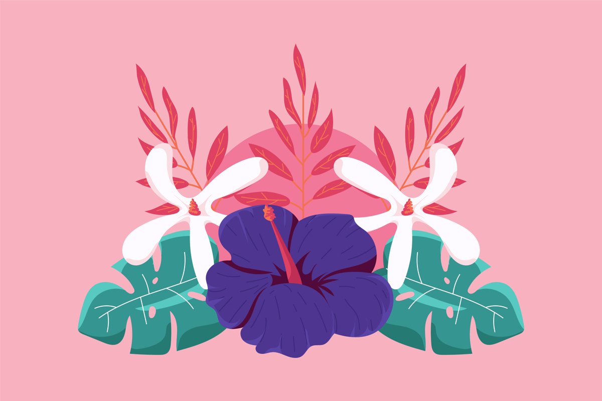 Flat Tropical Plants Vector example image 1