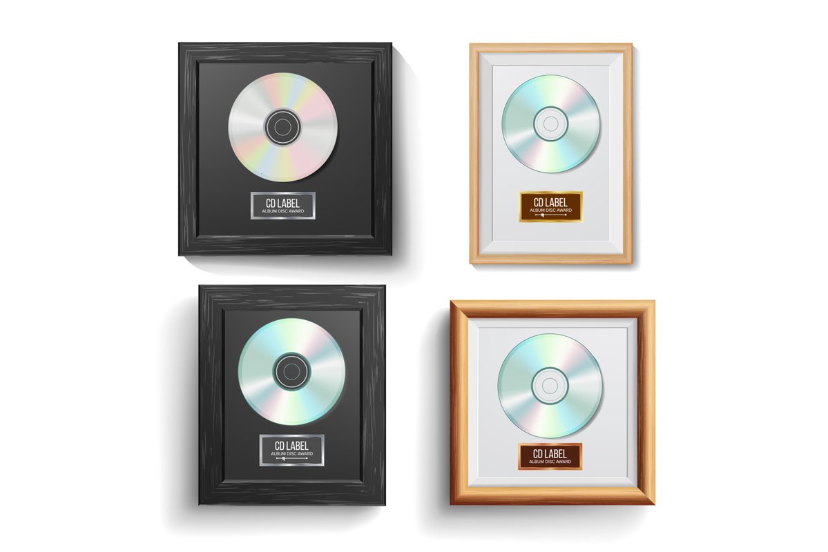 CD Disc Award Set Vector. Modern Ceremony. Best Seller. example image 1