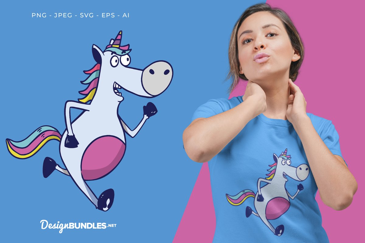 Running Unicorn Vector Illustration For T-Shirt Design example image 1