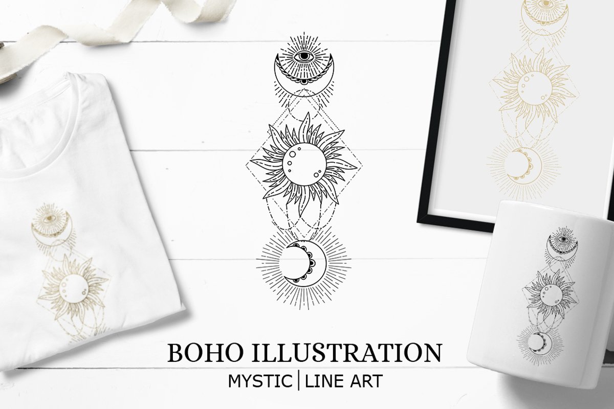 Boho illustration | Mystical Line art example image 1