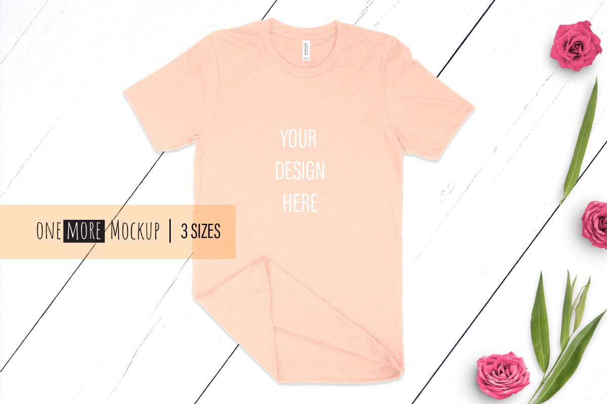 Summer Tshirt Mockup | Bella Canvas 3001 Heather Peach example image 1