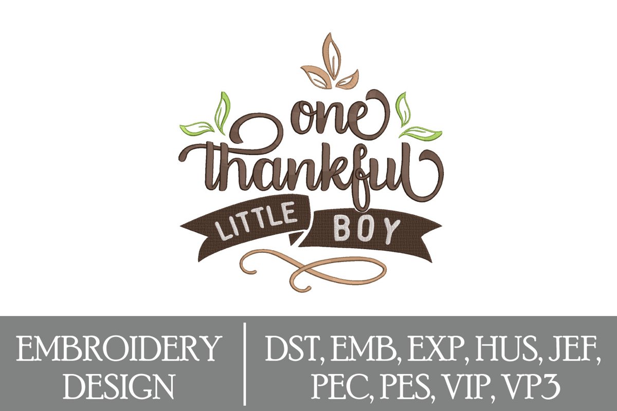 One Thankful Little Boy Machine Embroidery Design example image 1