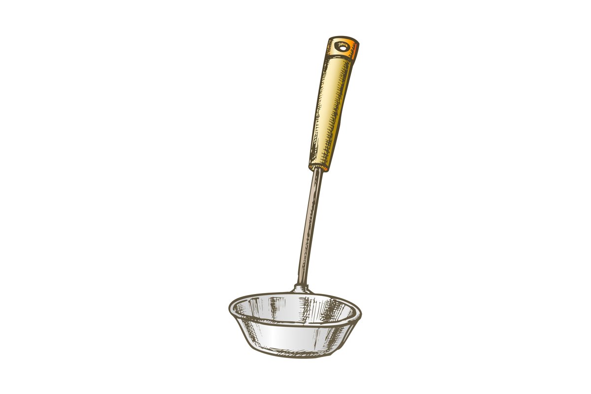 Ladle Metal Soup Tool Kitchenware Color Vector example image 1