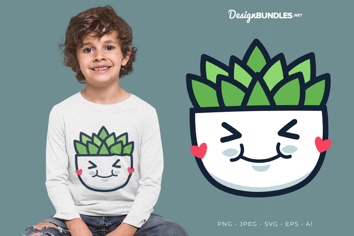 Adorable Cactus Vector Illustration For T-Shirt Design example image 1