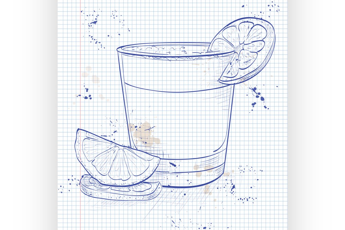 Cocktail Pisco sour on a notebook page example image 1