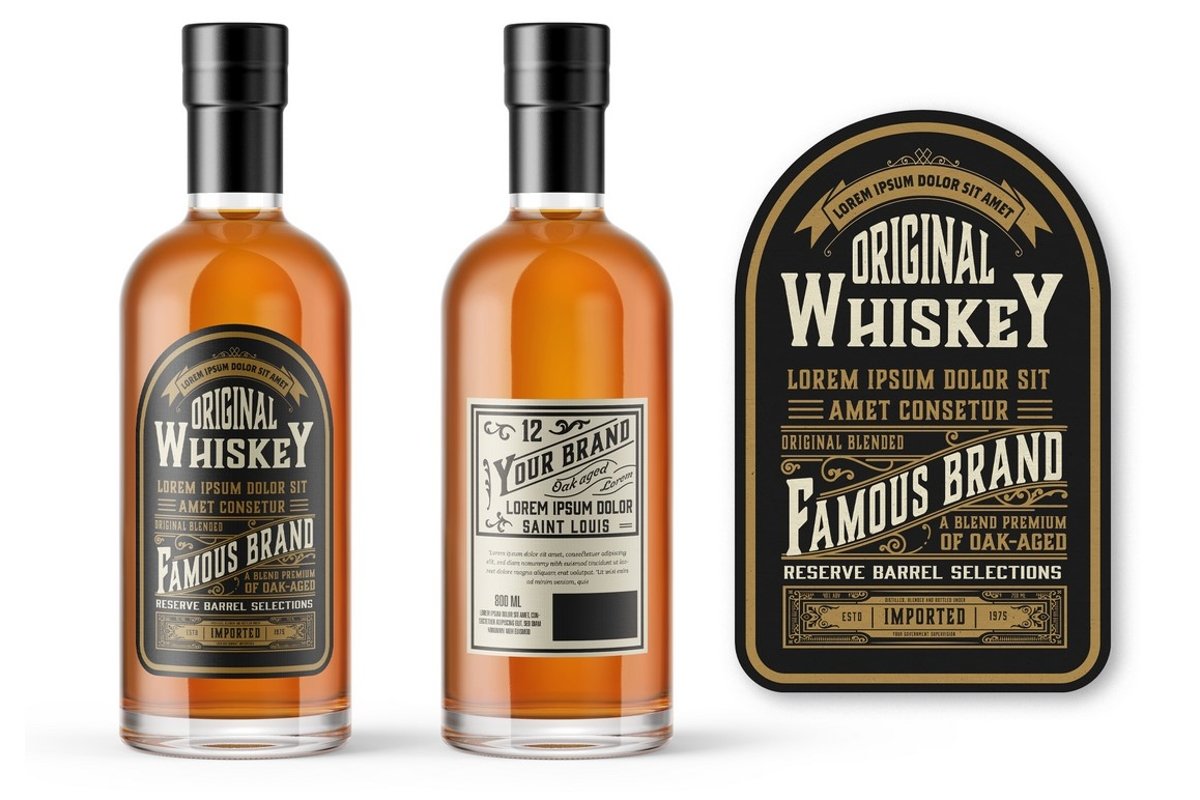 Vintage Liquor Bottle Packaging Layout (654898) Brochures Design