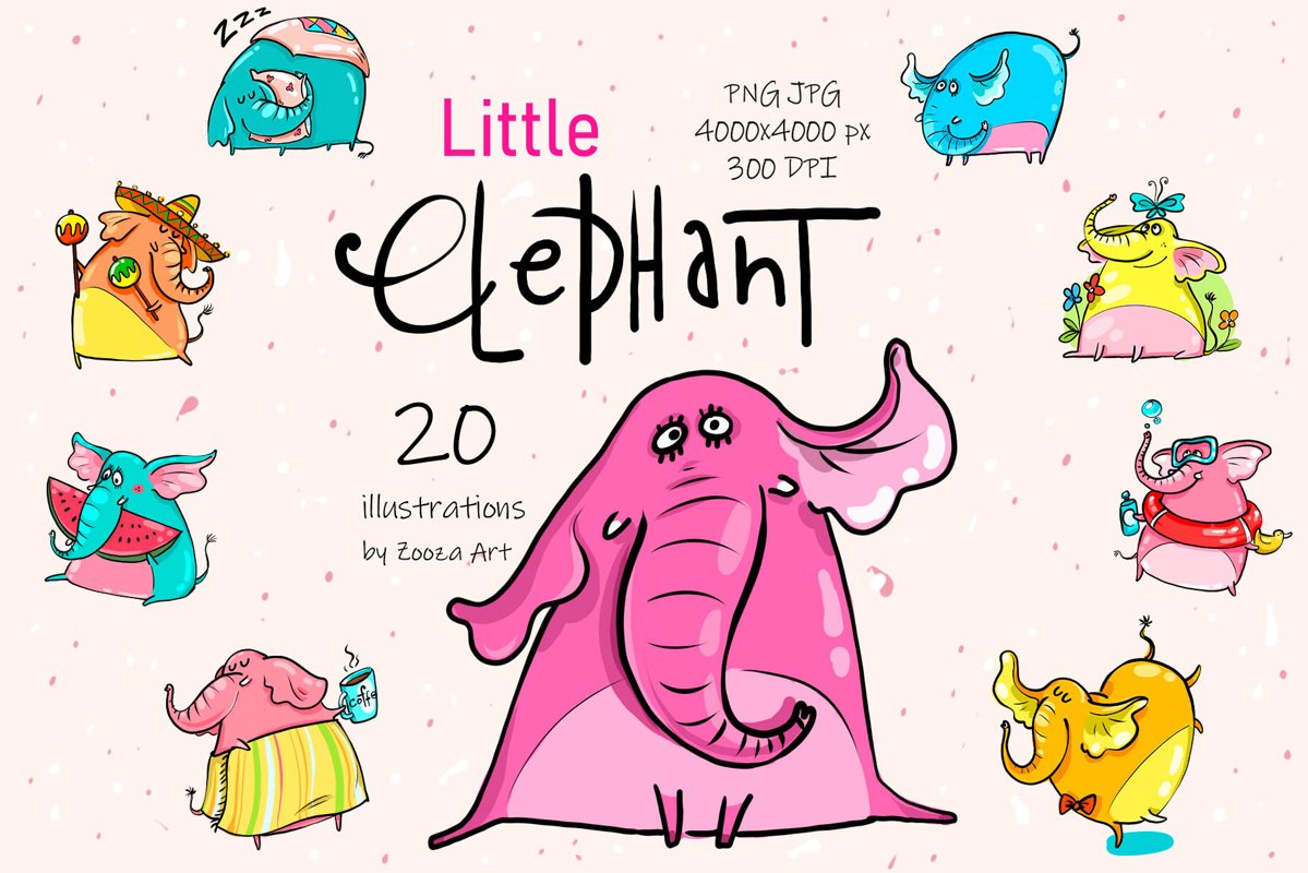 Little Elephant - 20 illustrations example image 1