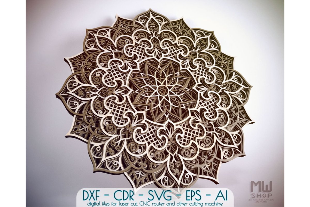 M100 - Laser Cut Mandala DXF, Layered Mandala pattern example image 1