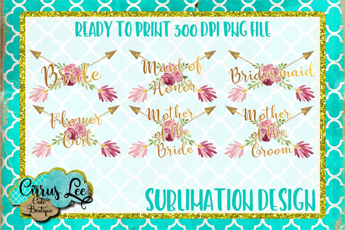 Bridal Party Sublimation Design Set example image 1