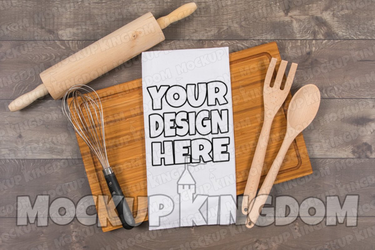 Kitchen Towel Mockup, Flour Sack Towel Mockup, Blank Towel example image 1