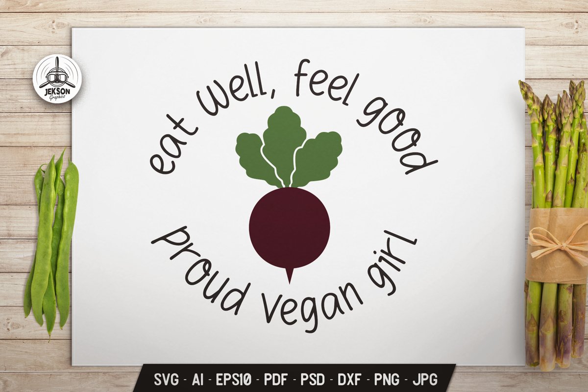 Vegan Girl Logo Design Retro Vector Beet Badge SVG Cricut example image 1