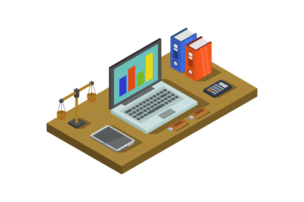 isometric office desk example image 1