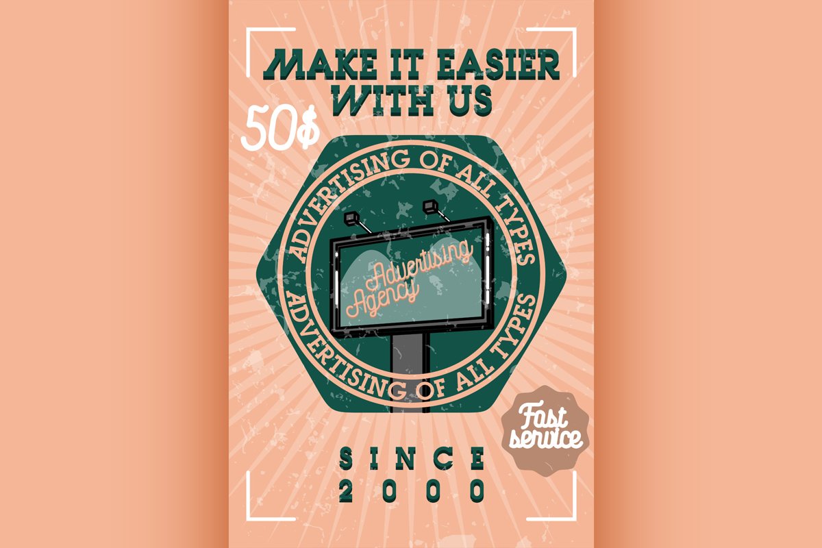Color vintage advertising agency banner example image 1