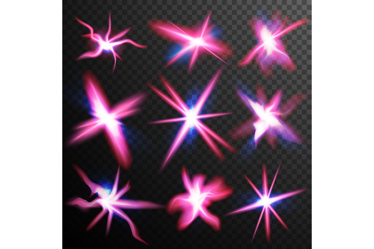 Red Stars Bursts Glow Light Effect Vector. Swirl Trail example image 1