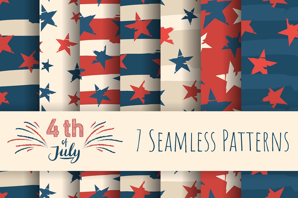 Stripes and stars. 7 Patterns example image 1