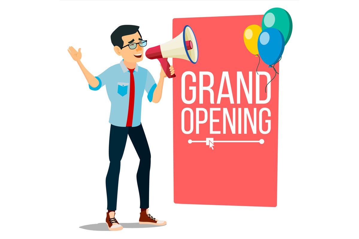 Businessman Announce Concept Vector. Banner Design. Man With example image 1