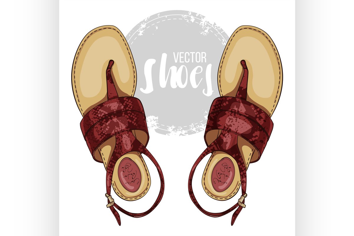 Fashion vector sketch womens shoes. example image 1