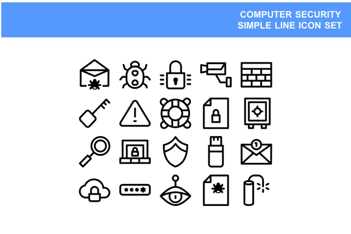 Simple set line icon computer security vector illustration example image 1