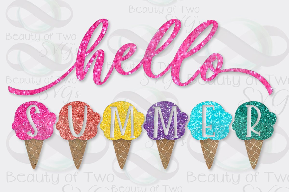 Hello Summer Ice Cream Sublimation Design Summer png 300 dpi example image 1