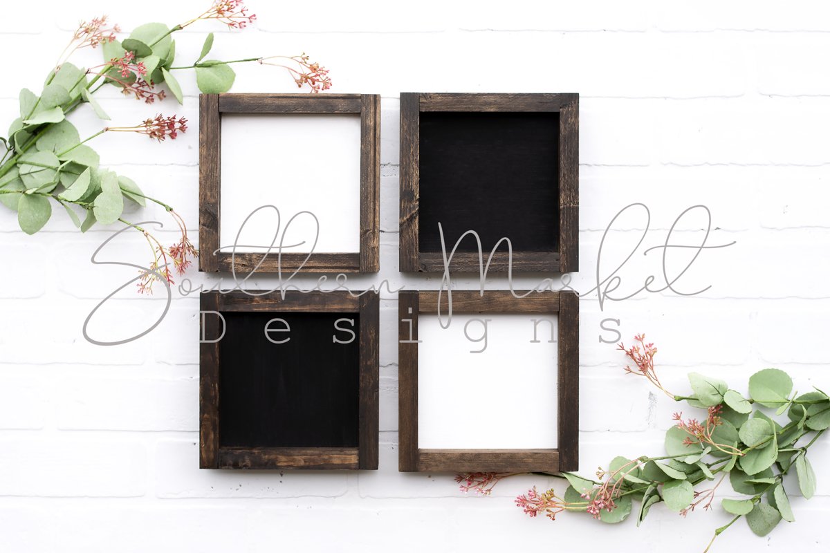 6x6 Wood Sign Mock Up Farmhouse Styled Photo example image 1