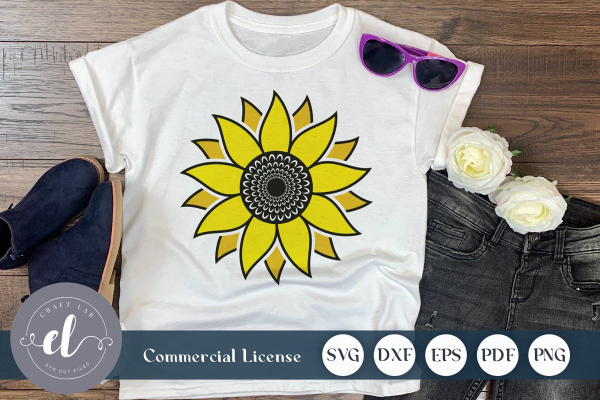 Sunflower SVG, Sunflower Clipart, Sunflower Monogram SVG example image 1