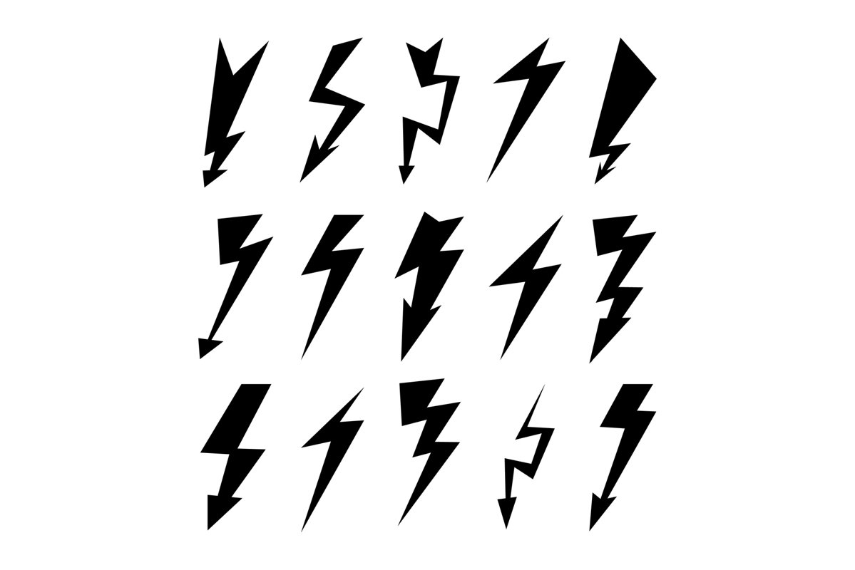 Lightning Icon Set. Electricity Thunder example image 1