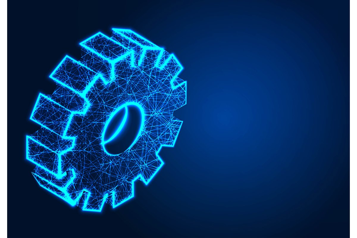 A gearing composed of polygons. Low poly vector illustration example image 1