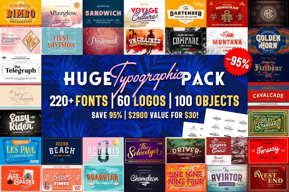 Huge Typographic Pack 60 Logos ! example image 1