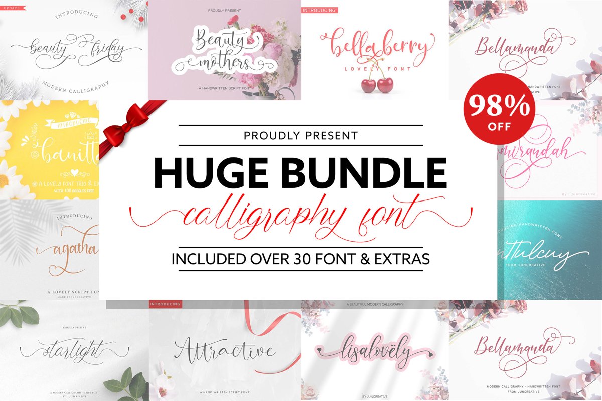 HUGE BUNDLE - Calligraphy Font example image 1