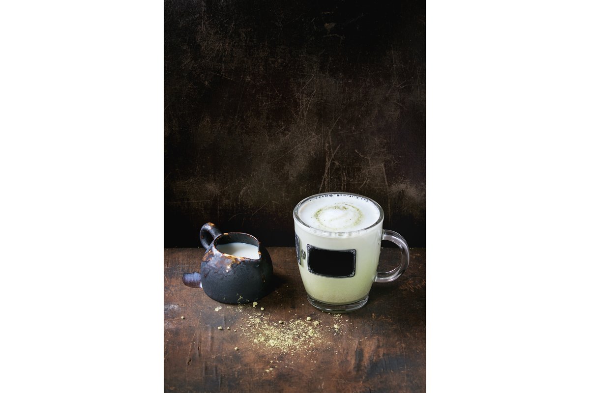 Matcha latte with milk example image 1