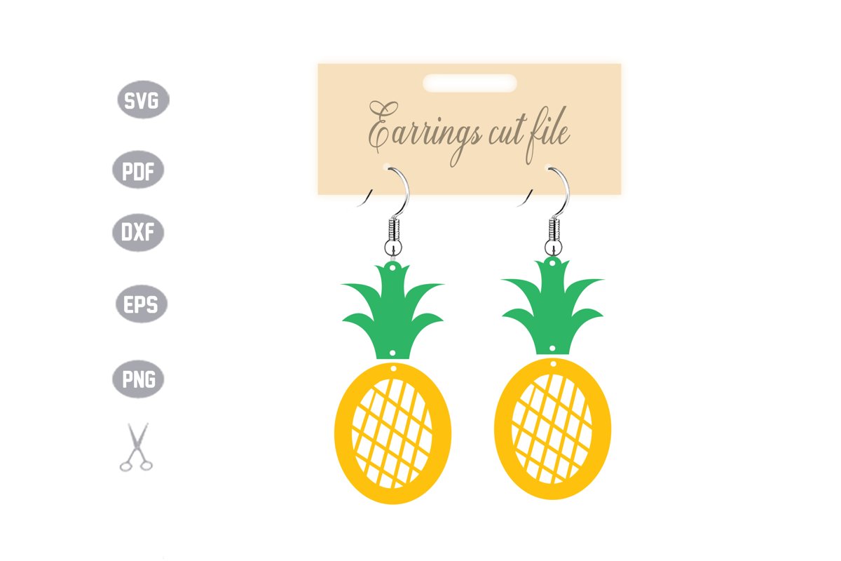 Pineapple Earrings Template SVG example image 1