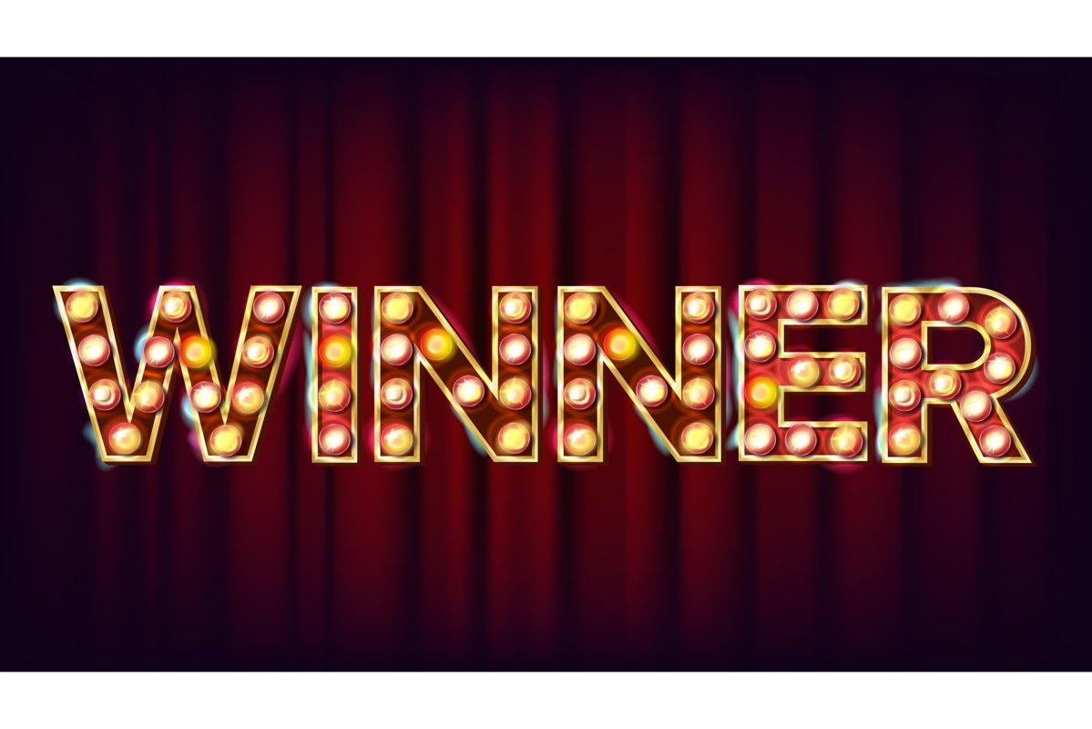 Winner Banner Vector. Casino Shining Lamp Background. For example image 1
