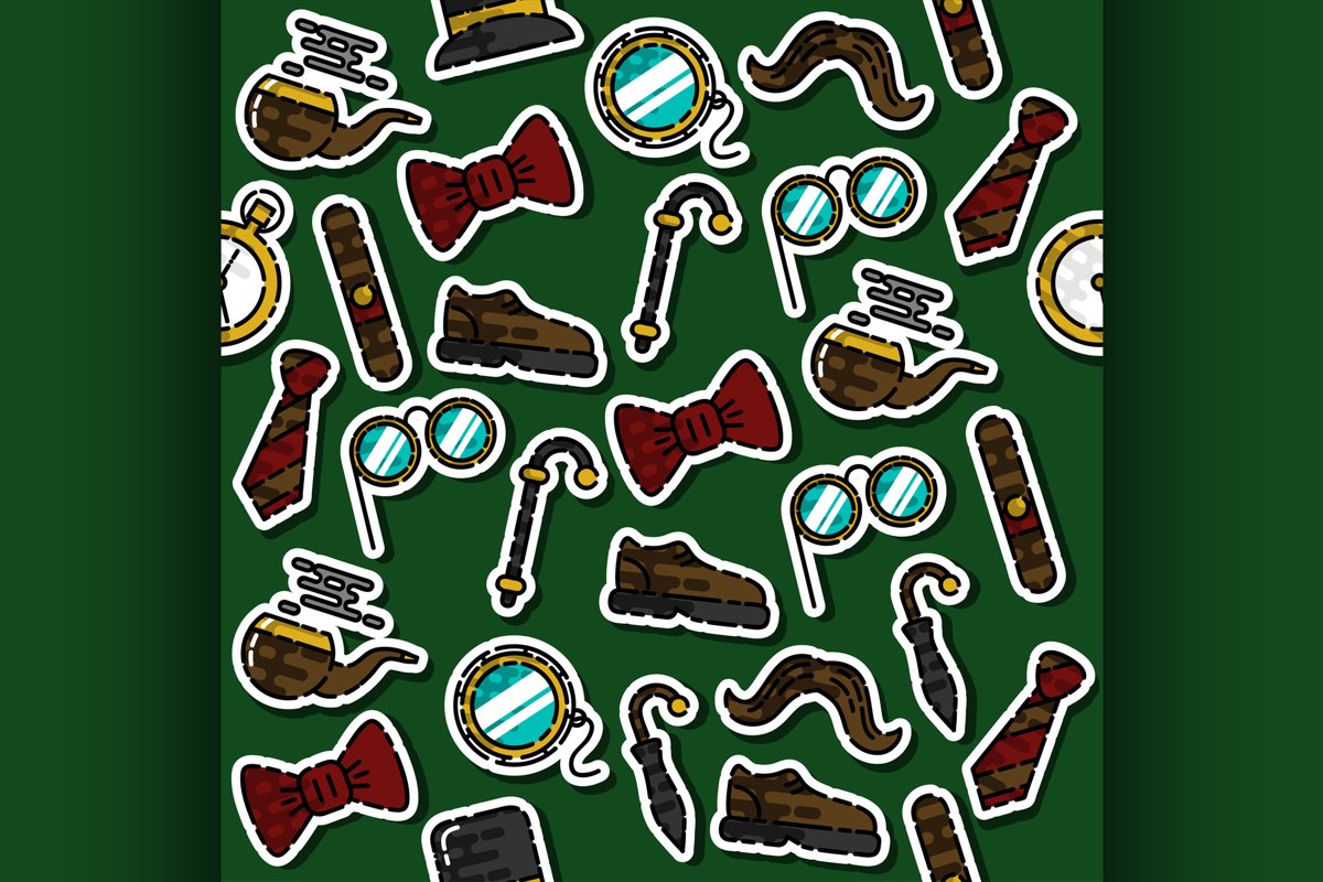Colored Gentlemens vintage stuff pattern example image 1