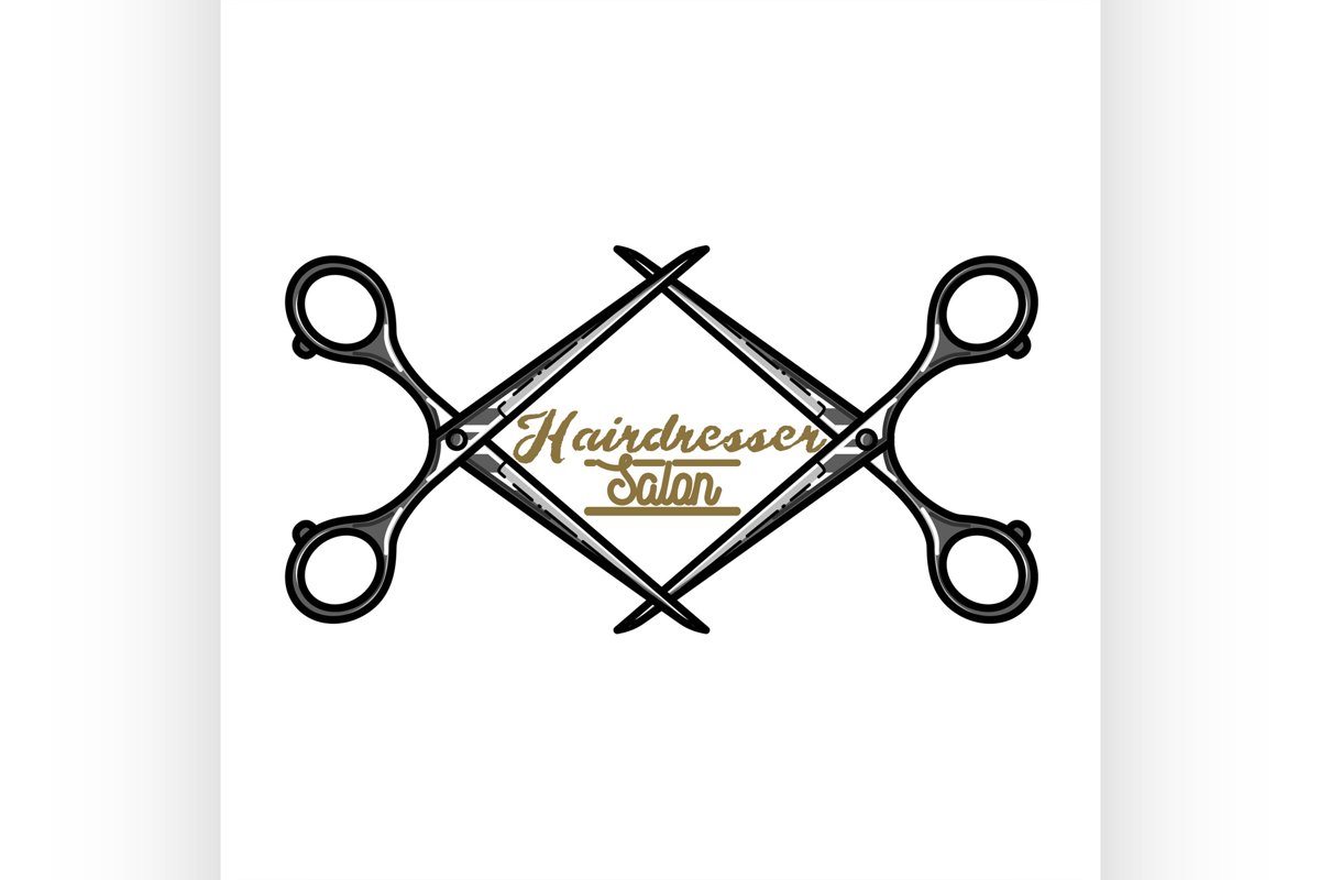 Color vintage hairdresser salon emblem example image 1