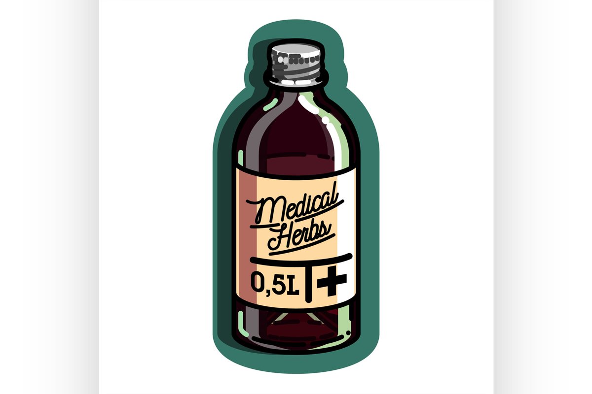 Color vintage medical plants herbs emblem example image 1
