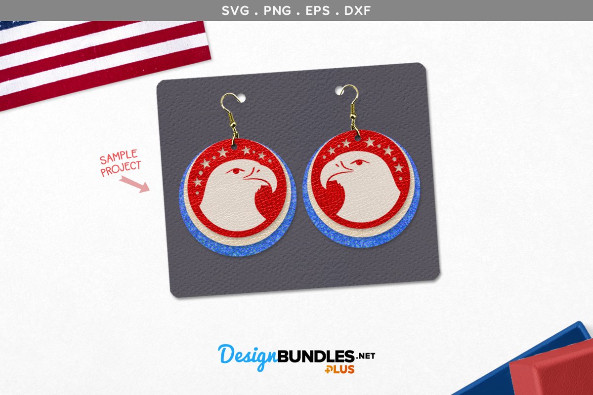 Eagle Round Earrings Template example image 1