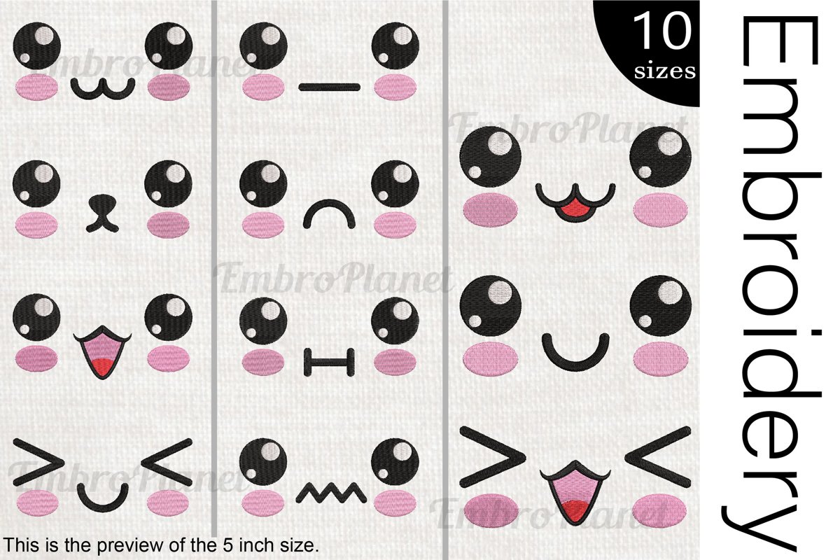 Cute Kawaii - Embroidery files - 1507e example image 1