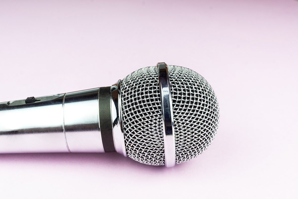 microphone on a pink background example image 1