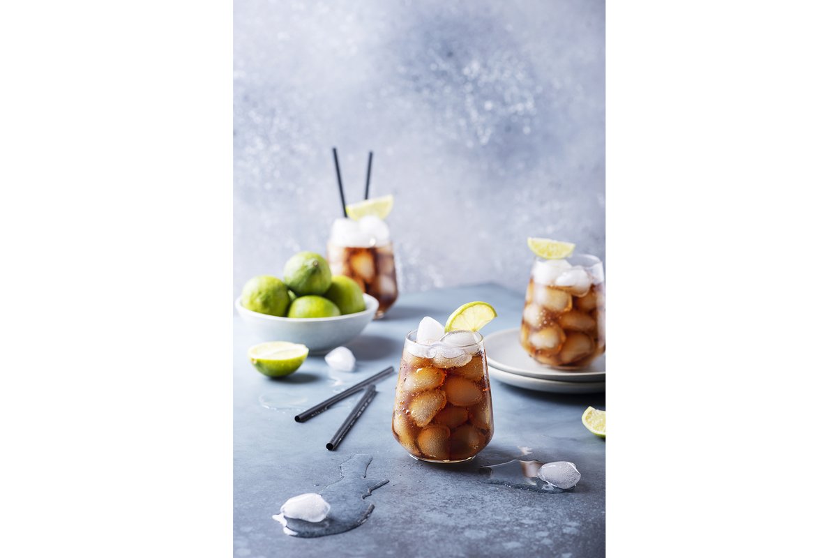 Traditional cocktail Cuba libre with rum, lime and cola example image 1