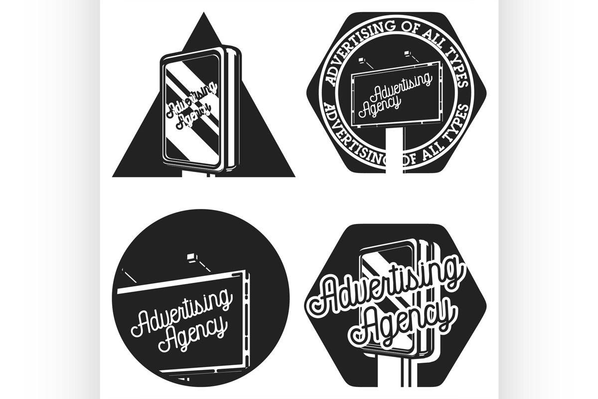 Vintage advertising agency emblems example image 1