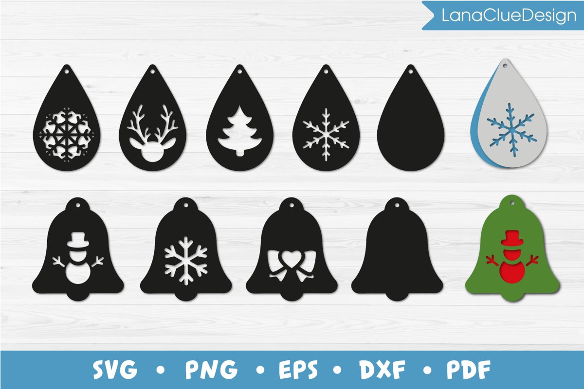 Christmas Earrings SVG Cut Files example image 1