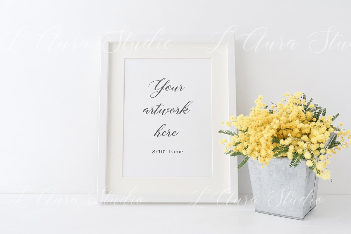 Frame mockup psd/png - 8x10'' floral example image 1
