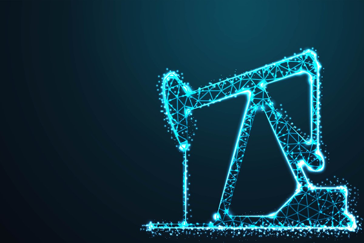 Heavy steel machines pumping oil, oil industry with crumbled example image 1