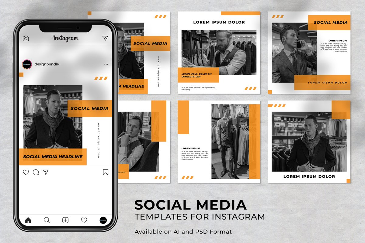 Man Fashion Instagram Social Media Template example image 1