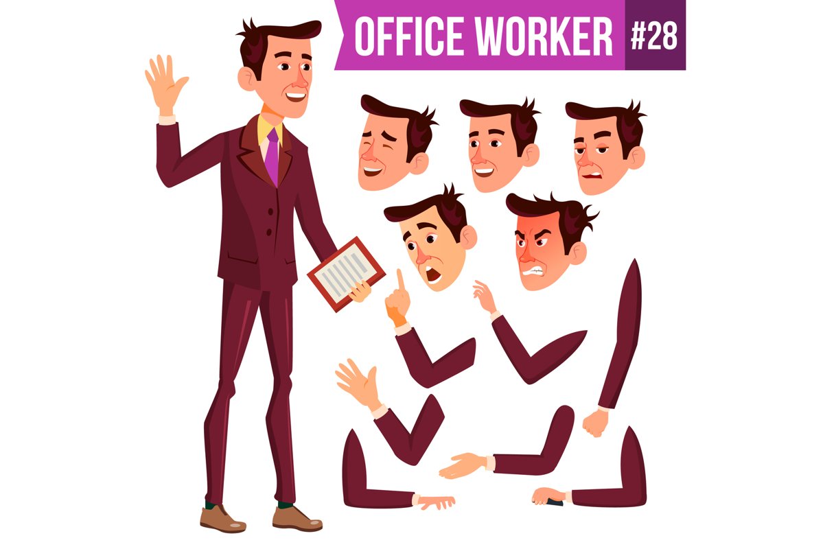 Office Worker Vector. Face Emotions example image 1